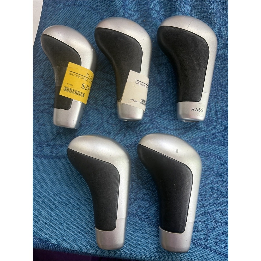 Lot Of 5 Razo RA69 Shift Knobs Silver With Black Leather W/ Flaws See Pics